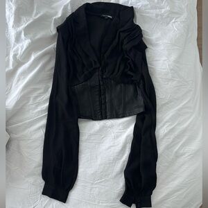 FashionNova black corset long sleeve blazer